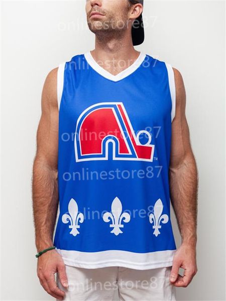 

quebec nordiques vintage mens hockey jersey vest blue white customize, Black