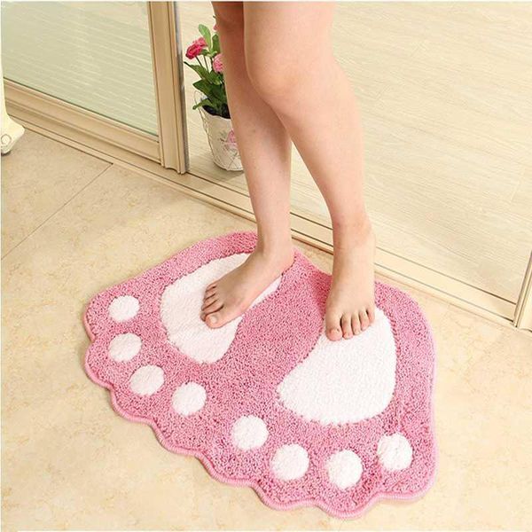 

40x60cm bath carpet cute foot print bathroom mats colorful shower rugs doormat for entrance door toilet wc area rug pad1