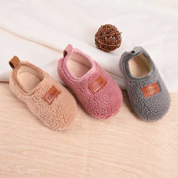 

winter kids girls boys warm walkers infant toddler winter shoes soft cute baby house slippers children footwear floor socks q1214, Black;grey