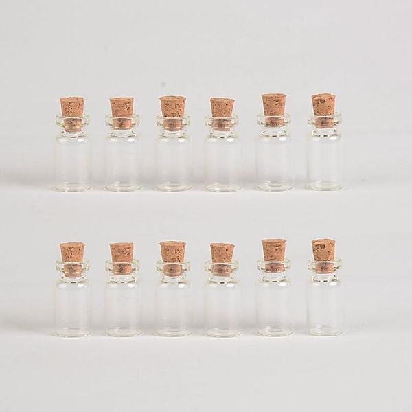 

wholesale 1ml mini glass bottles vials with cork empty tiny transparent glass bottle jars 13*24*6mm 100pcs/lot bbylgj