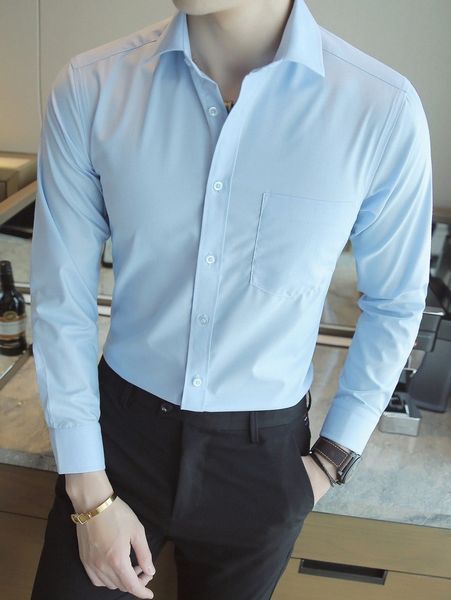 

men solid pocket patched shirt h3sw#, White;black