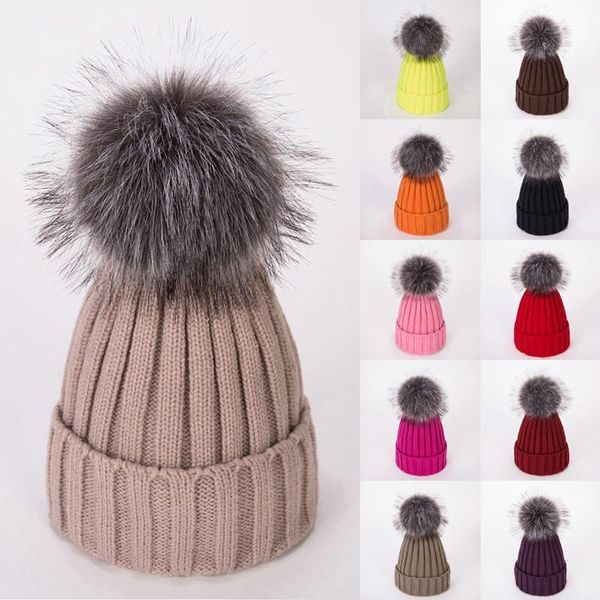 

winter thick knit beanies women plus velvet hats for woman warm outdoor hat brand knitting cap 2020 fur pom poms leisure hat, Blue;gray