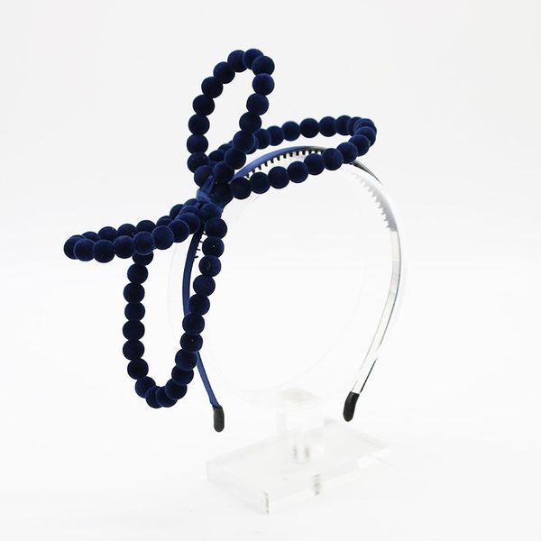 

hair accessories winter velvet beads bow with wire handmade large cute hairbands, Slivery;white