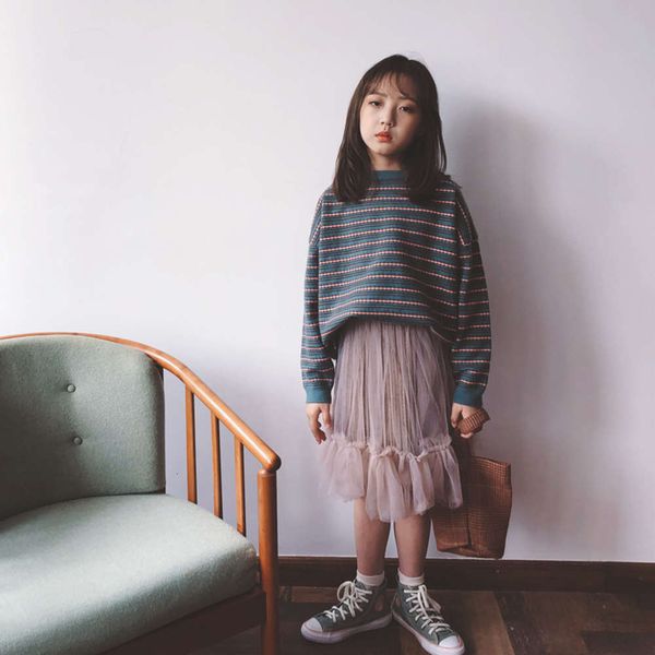 

spring winter girls' 2020 new korean version yangqi net red women's children's versatile medium and long yarn skirt, Blue