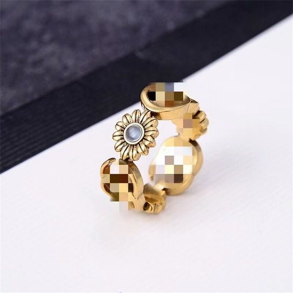 

little daisy ring turquoise hollow ring make old petal ring, Silver