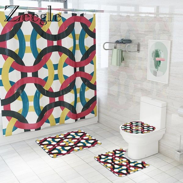 

bath mat and shower curtain set waterproof home shower curtain polyester bathroom carpets set geometric printed