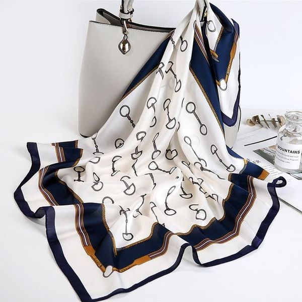 

scarves 2021 fashion luxury silk satin neck head scarf women scarfs female 70*70cm kerchief square shawls and wraps bag bandana, Blue;gray