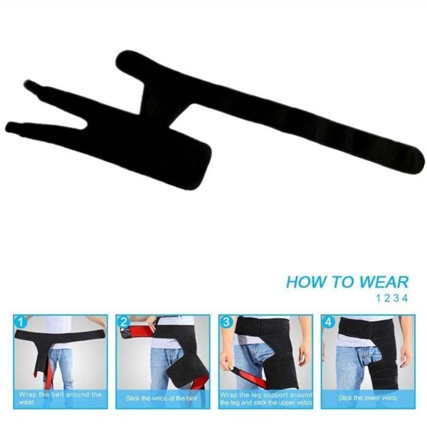

elbow & knee pads fitness leggings groin protection belt anti-muscle weightlifting hip sports protective gear thigh strain s7u1, Black;gray