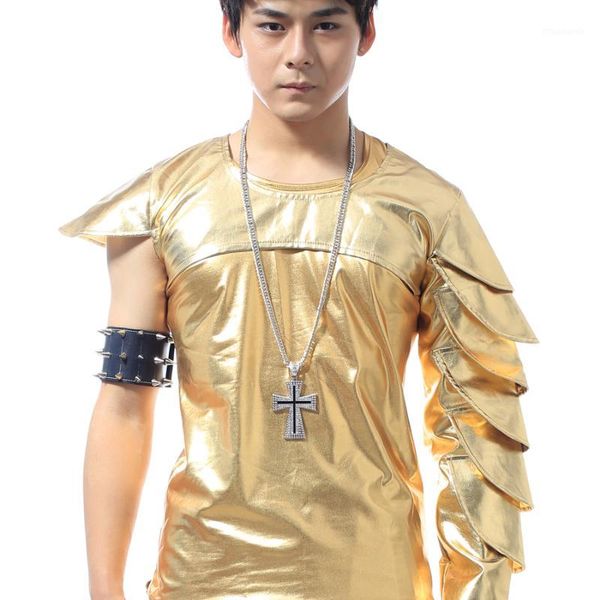 

stage costume men nightclub dj ds gogo performance shawl rave clothes for singers dancer gold outfit hip hop dancewear dnv104771, Black;red