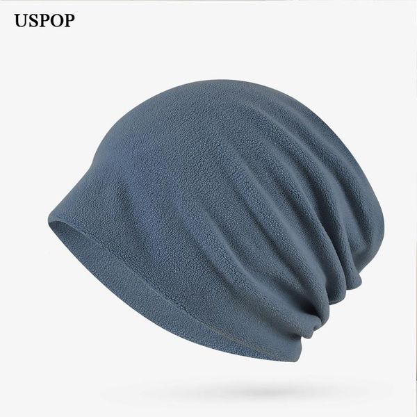 

beanie/skull caps uspop 2021 winter polar fleece beanies for men women hats skullies hat soft warm pure color, Blue;gray