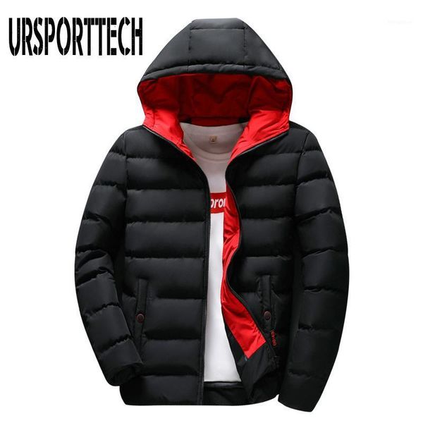 

2020 new fashion men winter jacket coat hooded thick warm cotton-padded mens coats slim solid windproof coats men parka outwear1, Black