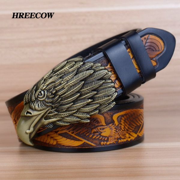 

eagle designers luxury fashion vintage male strap brand genuine leather belts for men punk cowskin for jeans cintos ceinture y200520, Black;brown