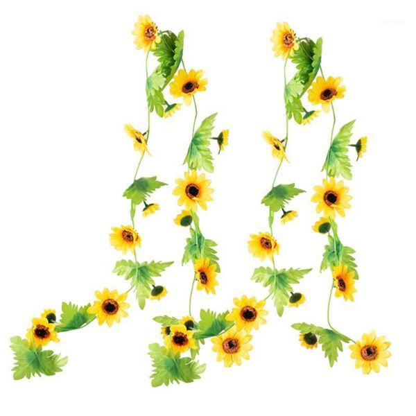 

2pcs simulated sunflower rattan water pipes decorated flowers wedding festival decoration artificial sunflower vines for garden1