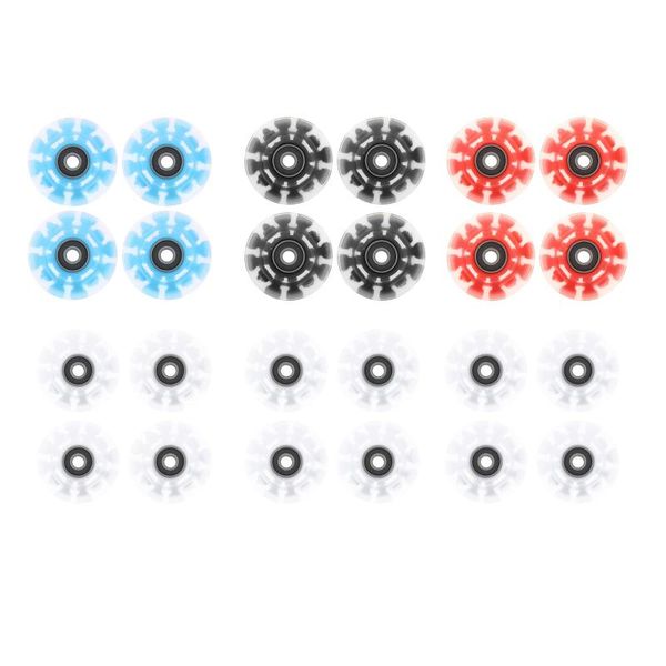 

skateboarding 4 pack roller skate wheels outdoor light up led quad rollerskate parts tool wheels, 32mmx58mm with bearings and cores