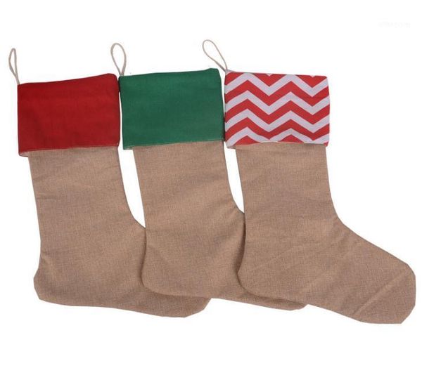 

wholesale 30pcs/lot christmas stockings gifts 4 style linen cotton striped mini sock for christmas tree decoration sn22531
