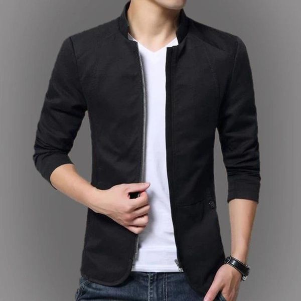 

british style mens jacket slim fit stand collar male fashion windbreaker coat cotton casual streetwear hip hop bomber jackets, Black;brown