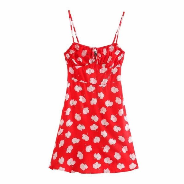 

temperament summer fashion new women's chest pleated print suspender dress k857, Black;gray