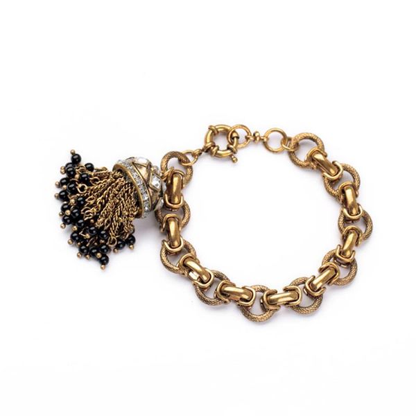 

uer vintage punk style charm bracelet for women gifts fashion jewelry factory wholesale tassel friendship bracelet accessories, Black