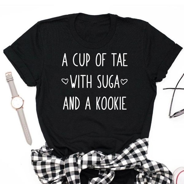 

tae suga kookie t-shirt agust d t shirt women casual a cup of tea min yoongi cotton t shirt plus size graphic y200110, White