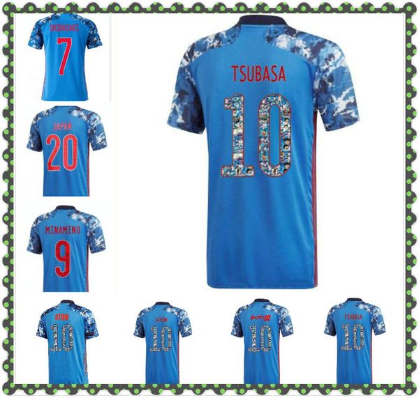 

2020 2021 japan soccer jersey away 20 21 cartoon number minamino atom tsubasa kagawa okazaki nagatomo hasebe national team football shirt, Black;yellow