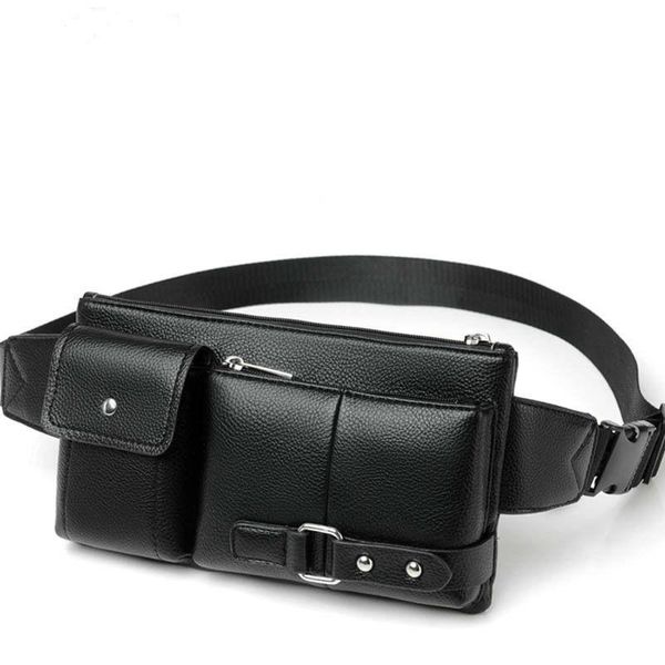 

men's belt bag classic solid color pu leather waist bag outdoor leisure travel fanny pack purse