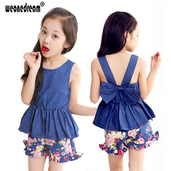 

clothing sets weonedream 2021 summer girls clothes cotton print sleeveless princess girl kids 3-13y vest +shorts suits, White