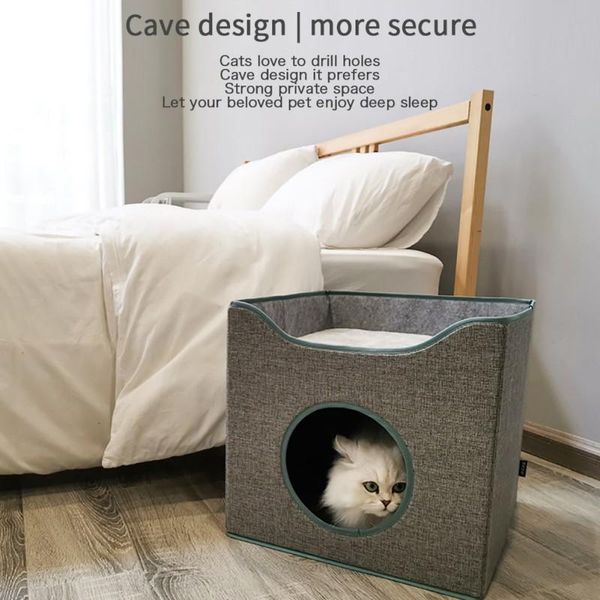 

pet cat soft warm practical concise enclosed deep sleep square collapsible cat house pets winter supplies drop shopping