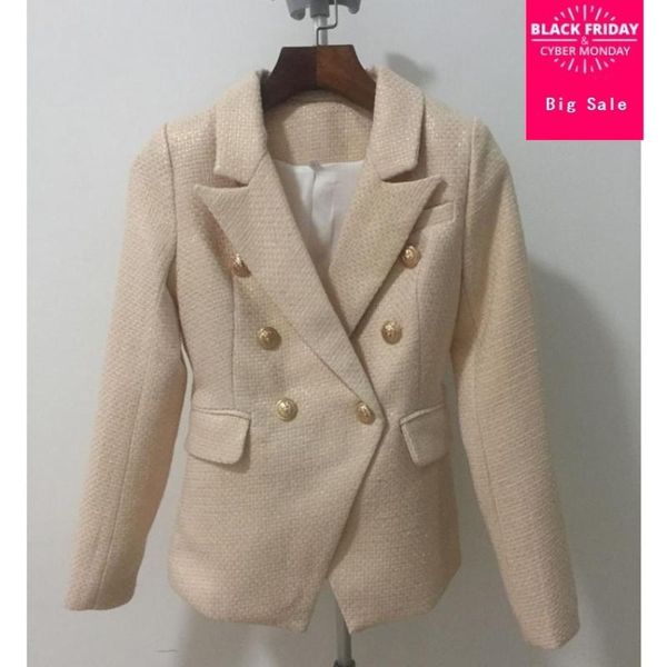 

fashion brand golden blazer 2020 spring new women 's korean version double breast metal buttons suit jacket wj2006 ing, White;black