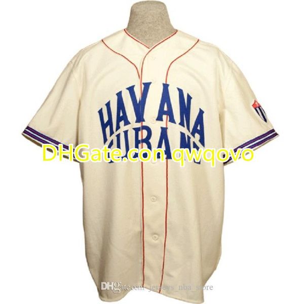 

havana cubans 1947 home jersey 100% stitched embroidery vintage baseball jerseys custom any name any number 04, Blue;black