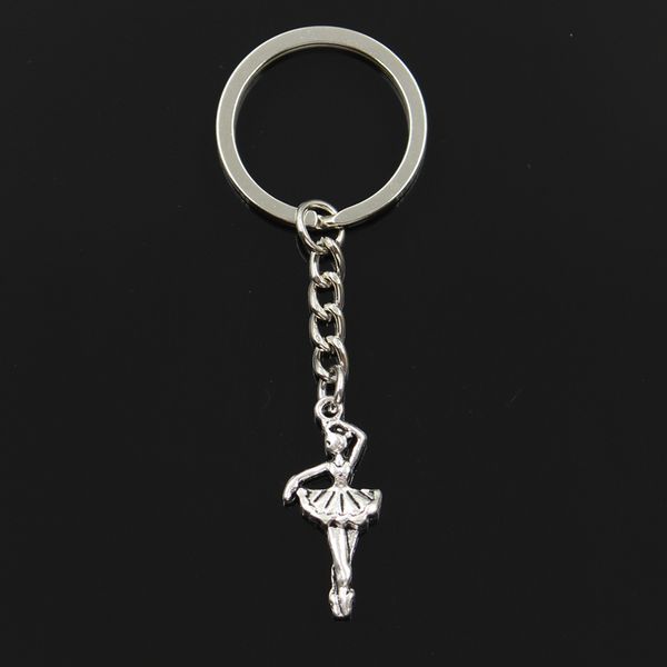 

fashion 30mm key ring metal key chain keychain jewelry antique silver color plated ballet dancer 31x14mm pendant
