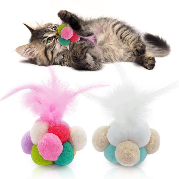 

legendog 1pc funny cat toys fashion creative cute plush ball faux feather bell cat chew toy pet toy cat qyldwr