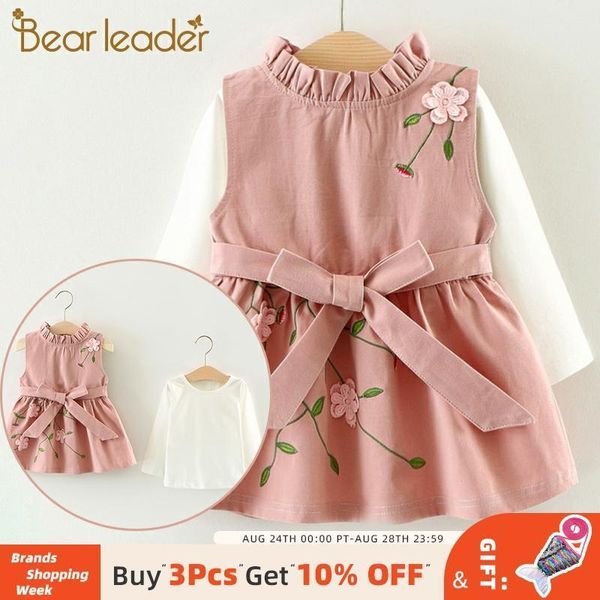 Urso Líder Bebê Meninas Vestido Novo Longa-manga Princesa Vestido Crianças Roupas Infantil Vestido + Abacaxi Mochila para Bebê Dress LJ200827