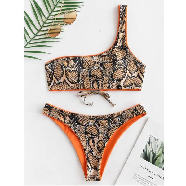 

swimwear 2019 snake women's two piece print split bikini swimsuit beachwear banador push up swim suit women, White;black