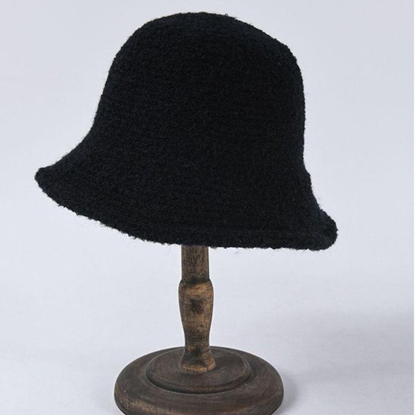 

Winter Portable Bucket Hat Women Girls Solid Color Thick Warm Fisherman Cap 28GD, Blue;gray
