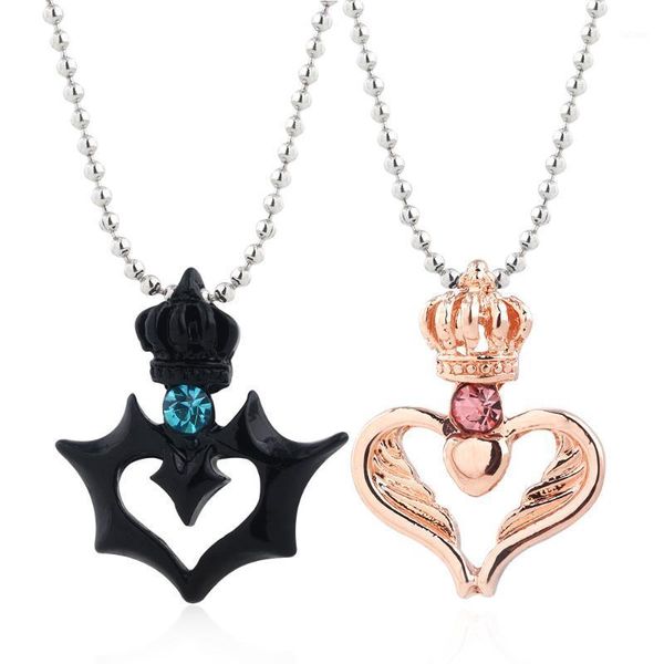 

valentine necklace her king & his queen couple necklace enamel crown pendant men and women jewelry1, Silver