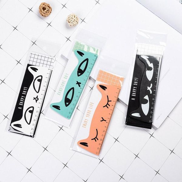 

4 colors wooden rulers 15*5.2 cm funny stationery kids school supplies cute cartoon office accessories 1pcs lovely cat ruler1, Black