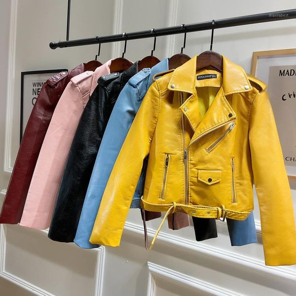 

faux leather blazer 2020 winter jacket women leather autumn turn-down collar fur sleeve ladies jackets and coats spring1, Black