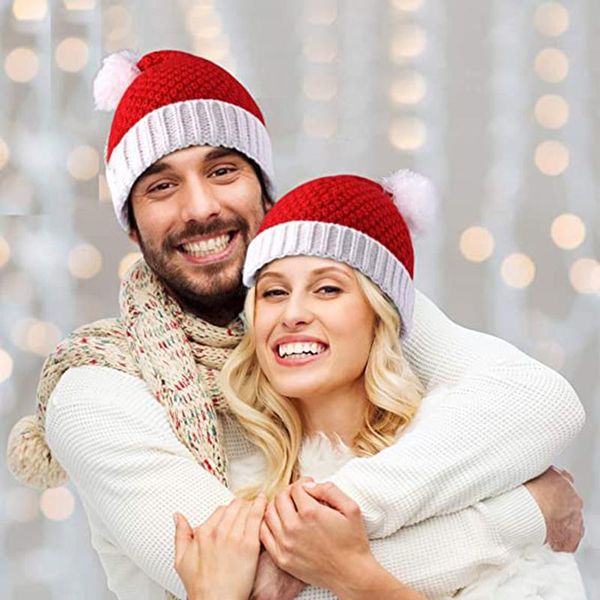 

wide brim hats santa christmas for adults pom slouchy knit beanies winter j55, Blue;gray