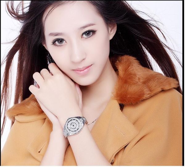 

high-end fashion starry rhinestone scale womens watch trend fashion steel strap womens watch fashion design, Slivery;brown