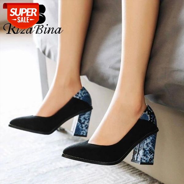 

rizabina plus size 31-48 fashion pumps shoes women new arrival snake print shoes ladies' shallow mouth thick high heels footwear #700j