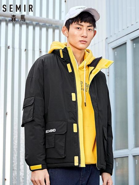 

semir cotton jacket men 2020 winter new loose short cotton men thick coat bread sytle korean version jacket brand1, Black