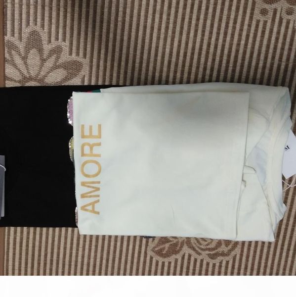 

new men's and women's luxury letter sequins short sleeve t-shirt fashion designer t-shirt loose fit men's and wo, White