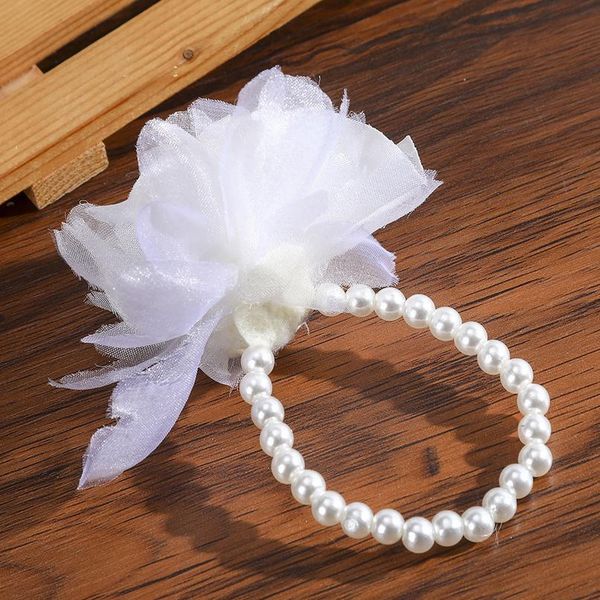 

haimeikang kids irregular faux white rose flower headband pearl wrist flower girls bridal wedding wreath crown h jllilb