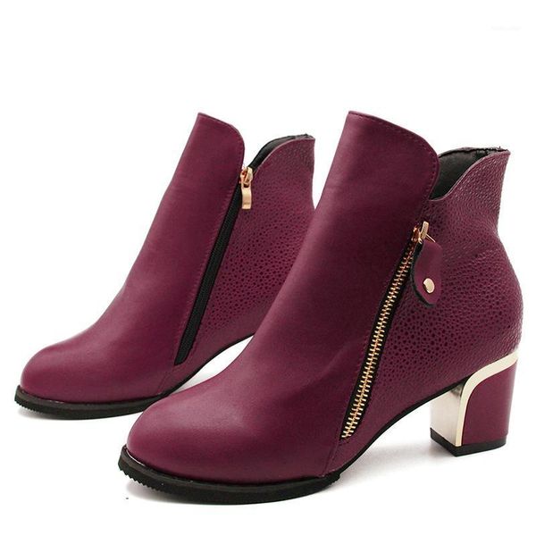 

fashion women boots casual leather low high heels spring shoes woman pointed toe rubber ankle boots black red zapatos mujer1