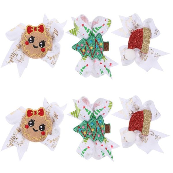

6pcs christmas theme cartoon hair clips fabric barrettes performance accessories