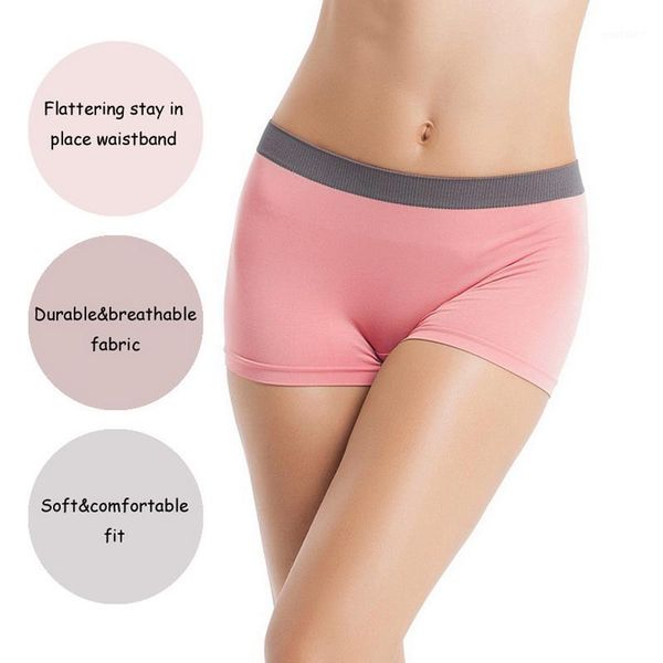 

1/3/pc soft cotton panties women seamless underwear breathable anti-bacterial boxer high waist soild shorts for female1, Black;pink