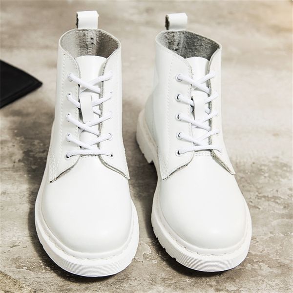 

soft split leather women white ankle boots motorcycle boots female autumn winter shoes woman punk motorcycle boots 2020 spring y200723, Black