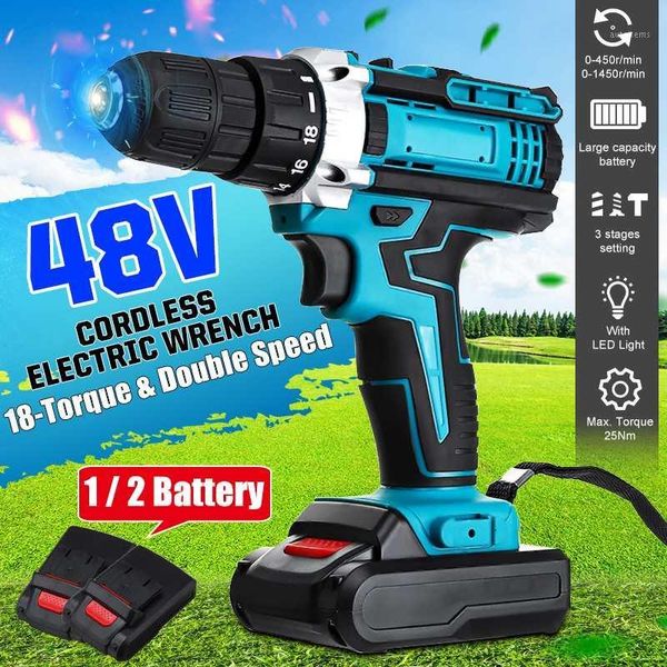 

3 in 1 48v cordless drill electric screwdriver drill mini wireless power driver dc with with 2pcs lithium-ion battery 3/8-inch1