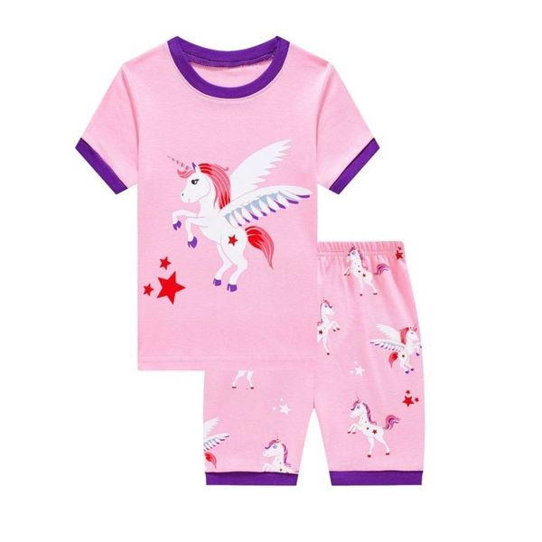 

children's breathable home cotton summer new pajamas baby short sve shorts air conditioning suit, Blue;red