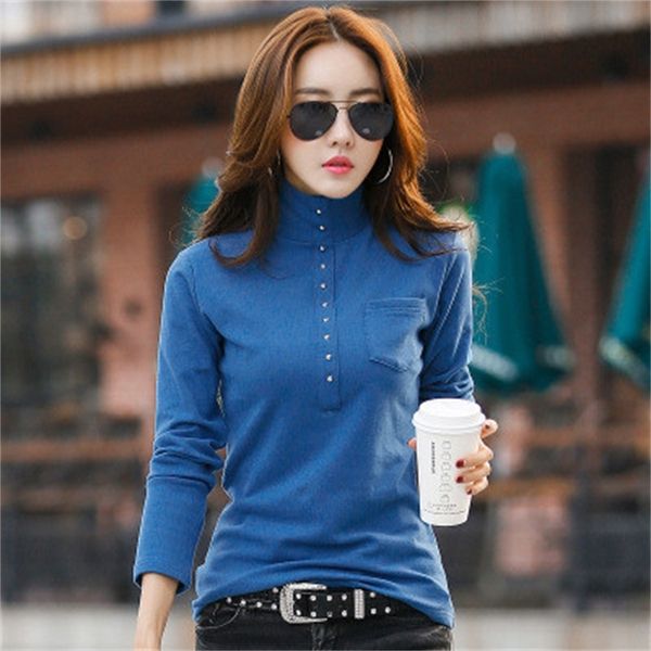

women's knitted shirt winter high bodycon pullovers basic design single button pull femme thin vintage sweater, White;black